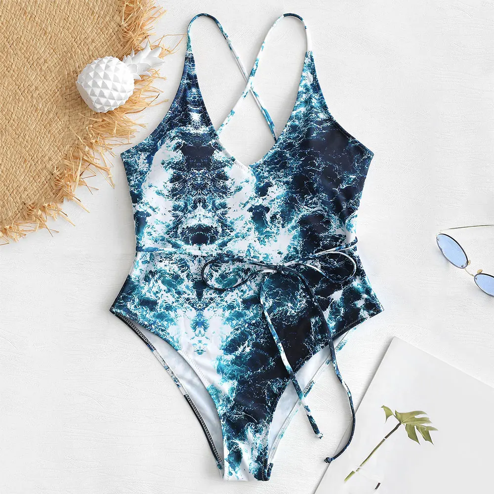 

ZAFUL Print Padded One Piece Swimsuit