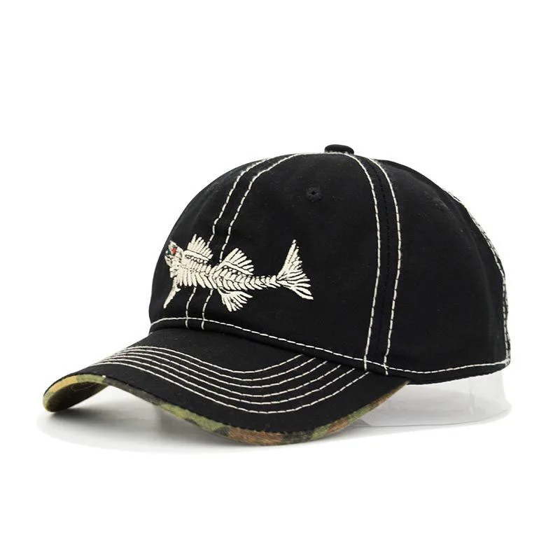 

2018 Brand Embroidery Logo Fish Baseball Caps Men Fish Bone Cap Adjustable Cowboy Hat Woman Hip Hop Sport Hats Travel Sun Caps