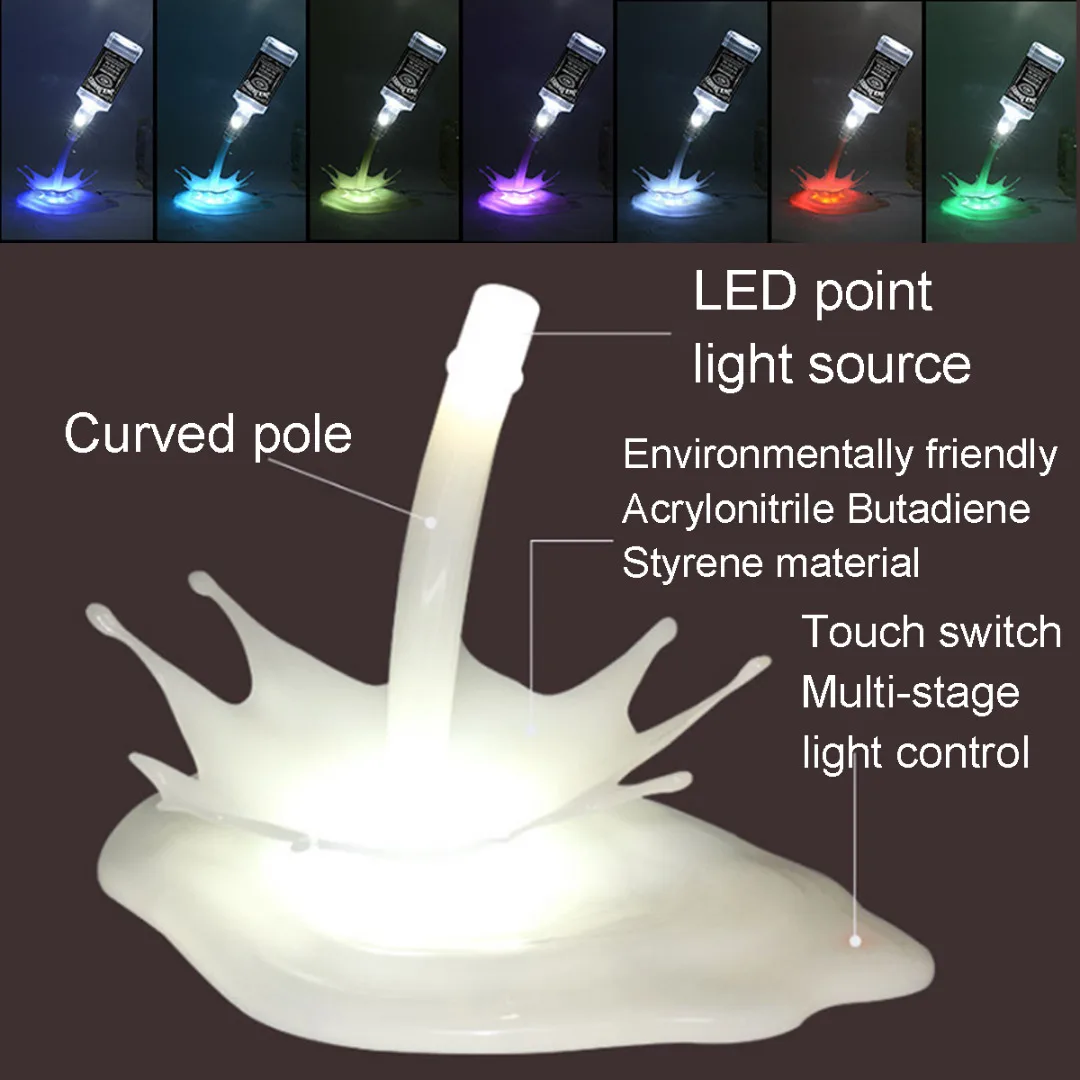 Новый 3D светодиодный USB льющееся вино бутылка Nigh Llight лампа 7 цветов Настольный