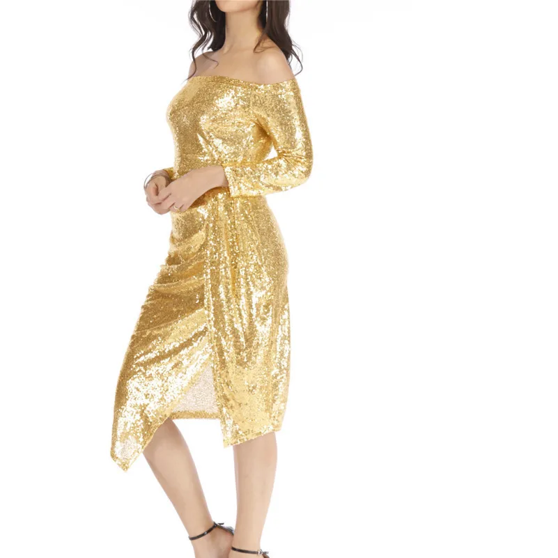 

MUXU gold sequin dress patchwork vestidos sexy robe femme glitter kleider dresses woman party night clothes frocks clothing