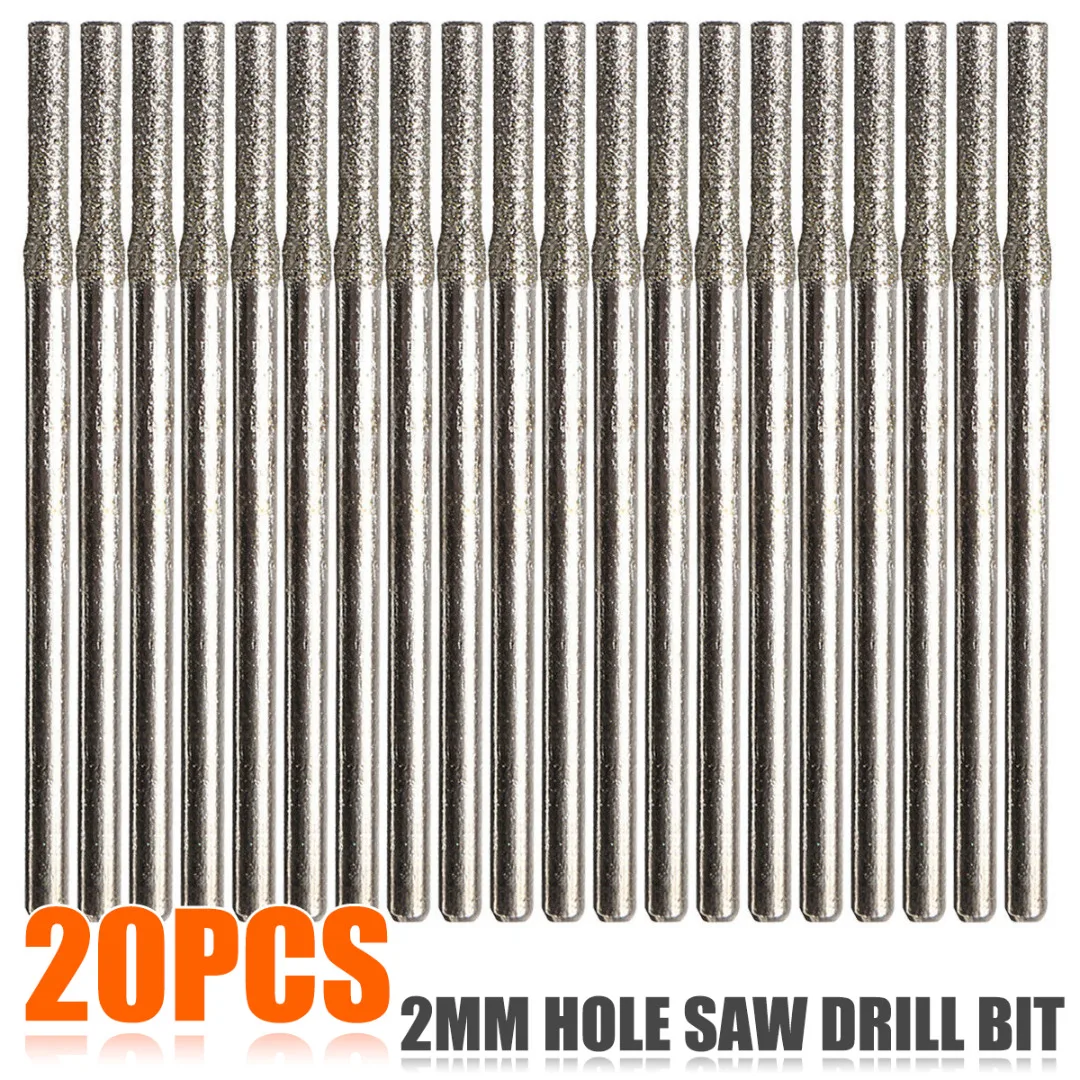 

20Pcs/Lots 2mm Diamond Coated Hole Saw Solid Drill Bit For Glass Tile Ceramic Marble