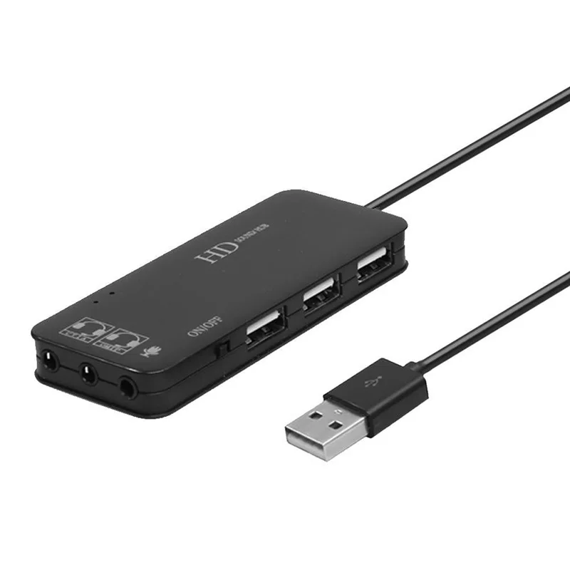 

Usb Hub 3 Port USB 2.0 Hub Adapter No External Sound Card For Virtual 7.1 Sound Channel PC Xbox One PS4 Laptops Tablets