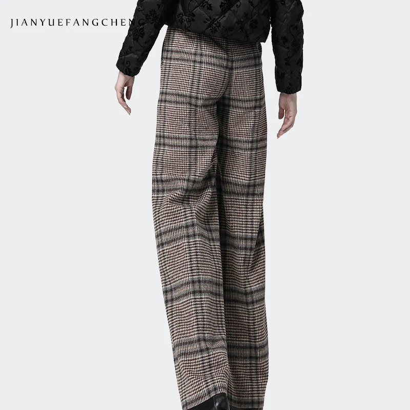 Casual Winter Pants Women 2019 Plus Size Warm Wool Ladies Pants Trousers Plaid Office Lady Wide Leg Pants Long Pantalon Casual Winter Pants Women 2019 Plus Size Warm Wool Ladies Pants Trousers Plaid Office Lady Wide Leg Pants Long Pantalon
