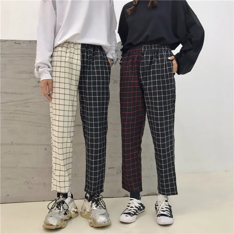 Винтажные Лоскутные платные брюки Harajuku женские с эластичной резинкой на талии