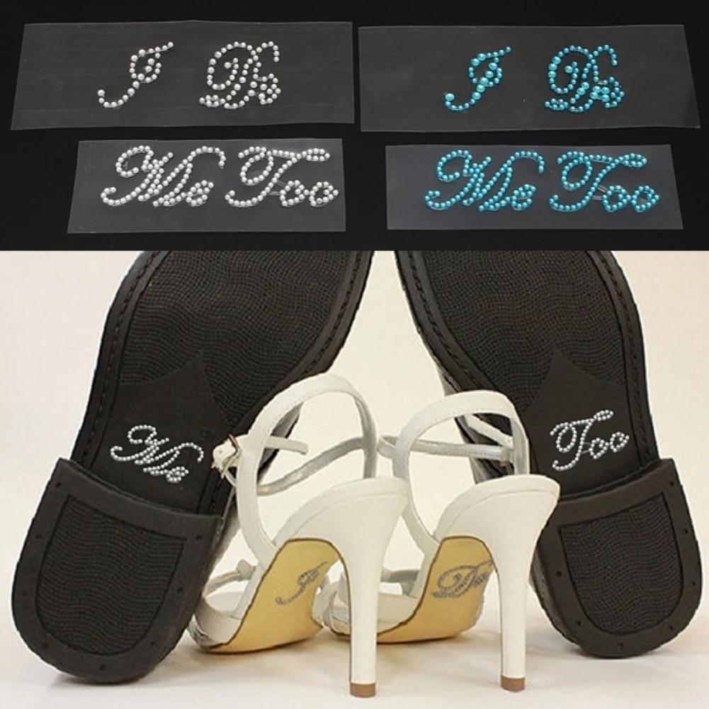 

1 Set I Do Me Too Crystal Rhinestone Wedding High-heel Crystal Bride Shoe Sticker Decal Applique(blue)