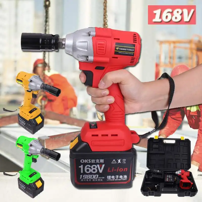 

220V-240V 19800mAh Cordless Brushless Electric Wrench Impact Socket Wrench Li Battery Hand Drill Power Tools With Fast Charger