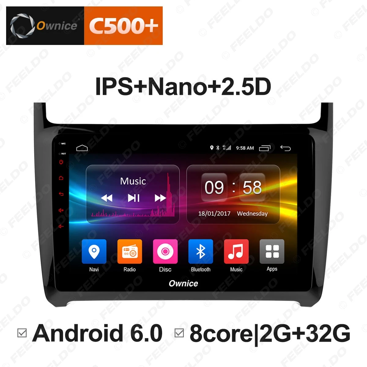 Discount FEELDO  9 " Android 6.0 4-Core/DDR3 1G/16G/Support 4G Dongle Car Media Player With GPS/FM/AM RDS Radio For  Polo 2012-2016 2