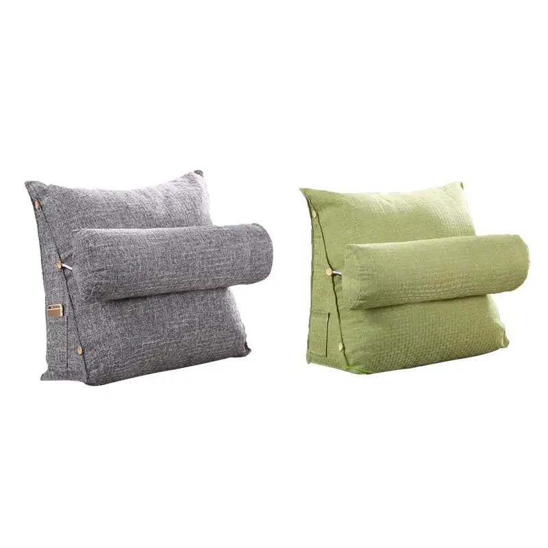 

Cotton And Linen Cushions Solid Color Simple Office Waist Bedroom Pillow Headrest Backrest Triangle Pillow