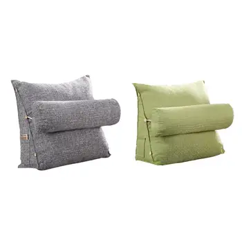 

Cotton And Linen Cushions Solid Color Simple Office Waist Bedroom Pillow Headrest Backrest Triangle Pillow
