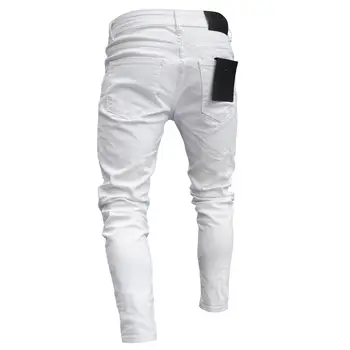  Men Stretchy Ripped Skinny Biker Embroidery Print Jeans  3
