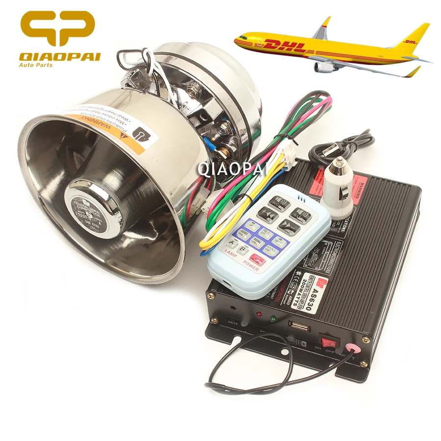 

12V Car Alarm Horn 200W Speaker 8 Sound Police Siren Multi Tone Claxon Megaphone Wireless Loudspeaker Truck Train Horn System