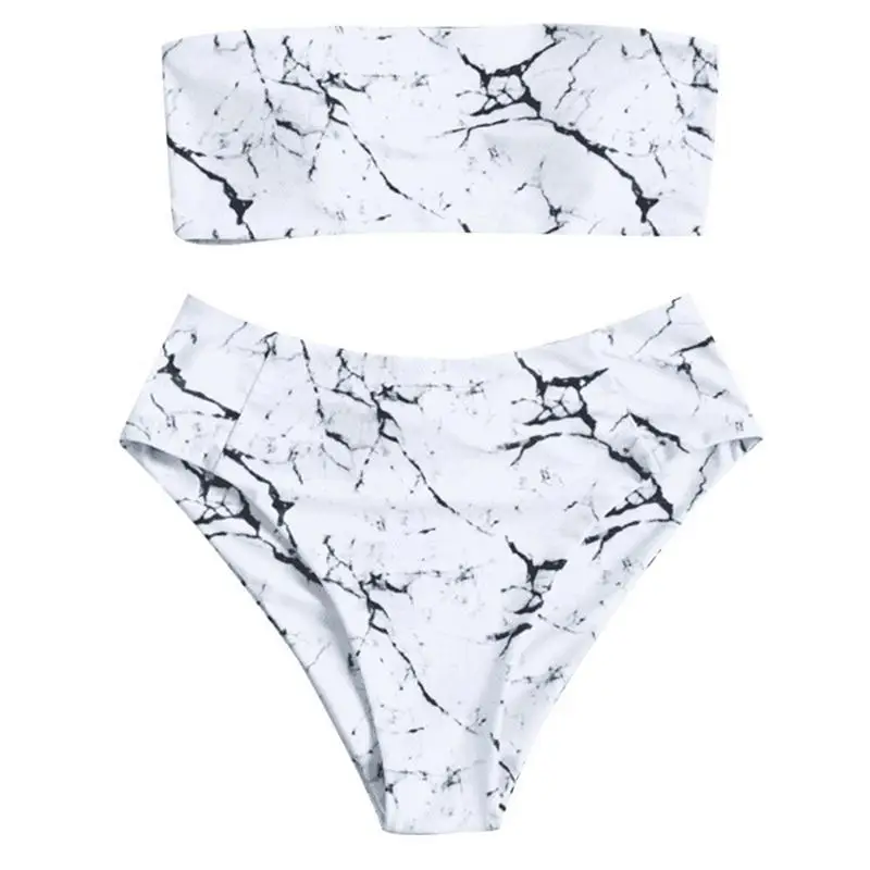 

European And American Style Marble Print Sexy Two Pieces Bikini Swimsuit Good Quality Comfortable