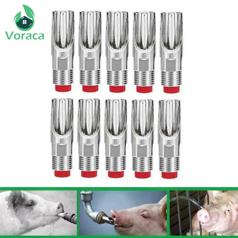 

10PCS Stainless Steel 1/2" PT Thread Pig Hog Automatic Nipple Drinker Waterer Fountains Nipple Drinker Farming Equipment