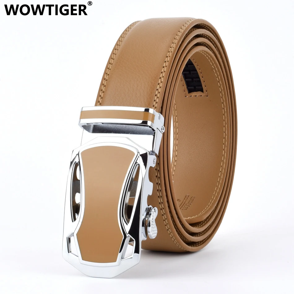 WOWTIGER Дизайнерские мужские черные кожаные роскошные ремни с автоматической