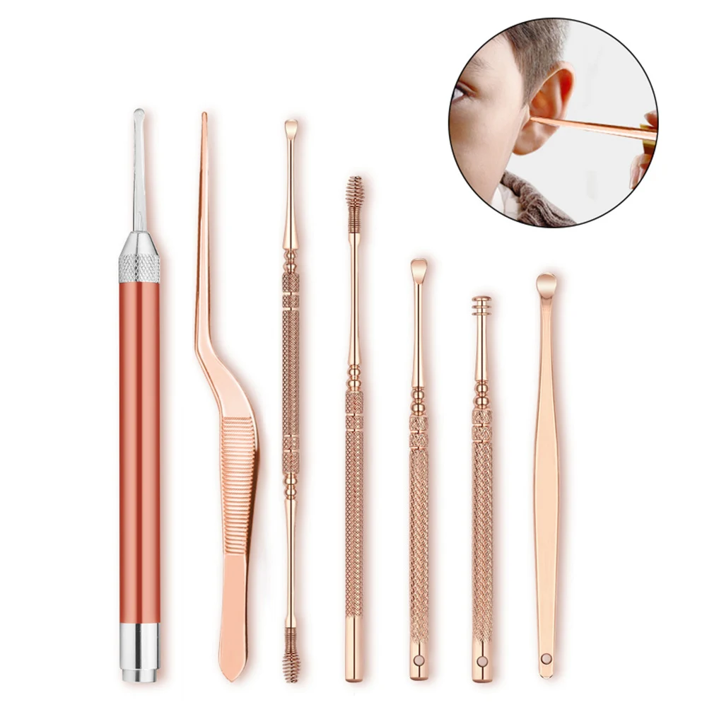 7PCS Ear Wax Pickers Cleaner Ear Wax Removal Tools LED Flashlight Tool