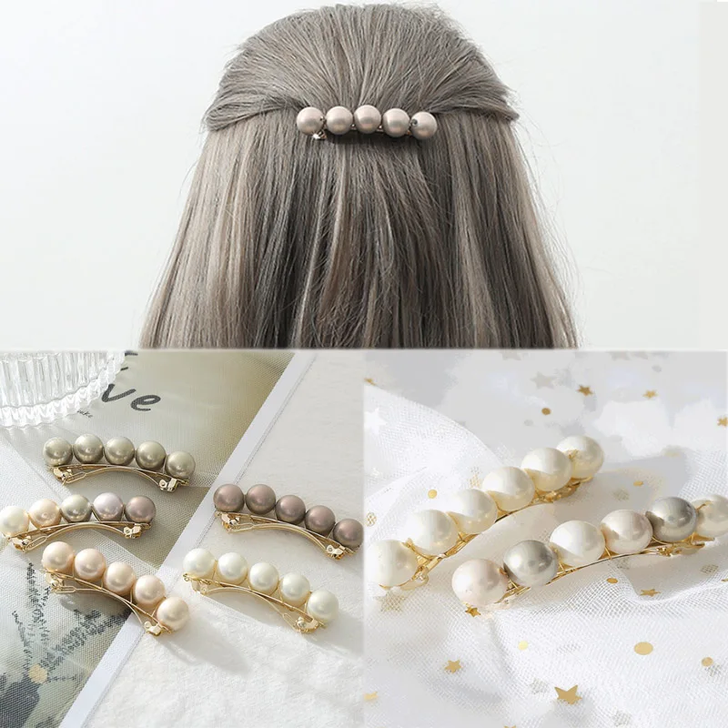 

Hair Accessories Alloy Handmade 5 Colors Hot Sale Hair Clips 1PC Horsetail Imitation Pearl Korean Graceful Wedding Exquisite