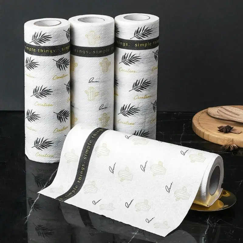 30 sheets/roll Multi-function Washable Printed Kitchen Paper Oil-absorbing Cooking Cleaning Rag Gadget | Дом и сад
