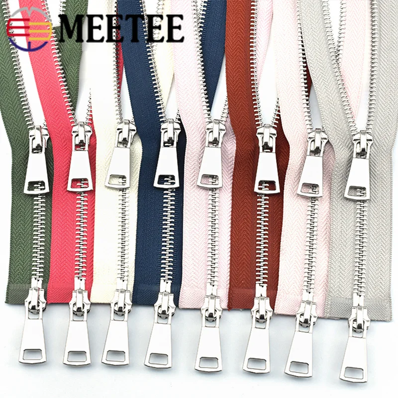 

Meetee 120cm 5# Metal Zippers Double Slider Open End Zip DIY Sewing Tools Down Jacket Coat Clothing Tailor Repair Accessories