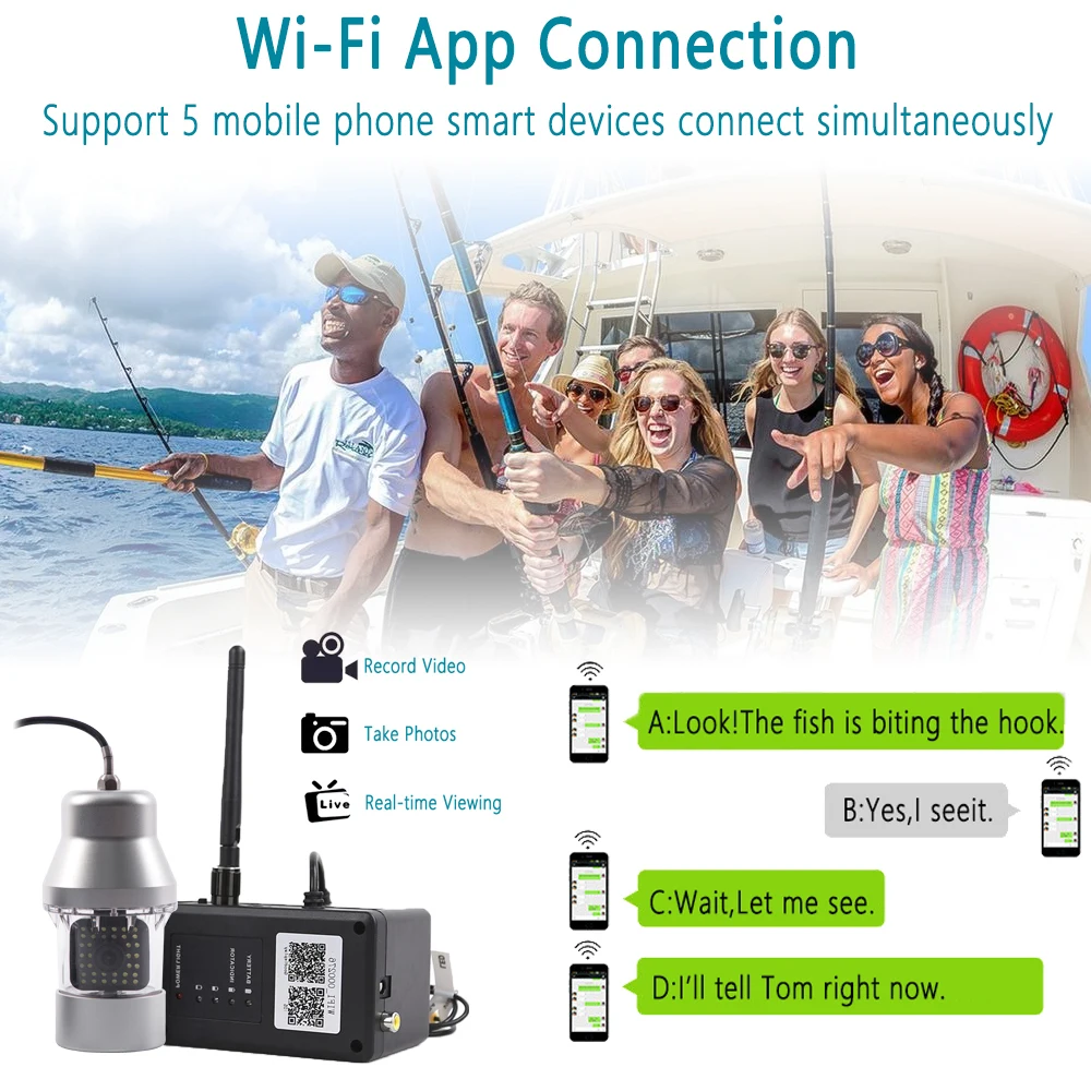 SYANSPAN 360&deg; Rotating WiFi Fish Finder 36LED Underwater Fisherman Camera Ice Fishing Finder Sea Detector 9" HD Monitor