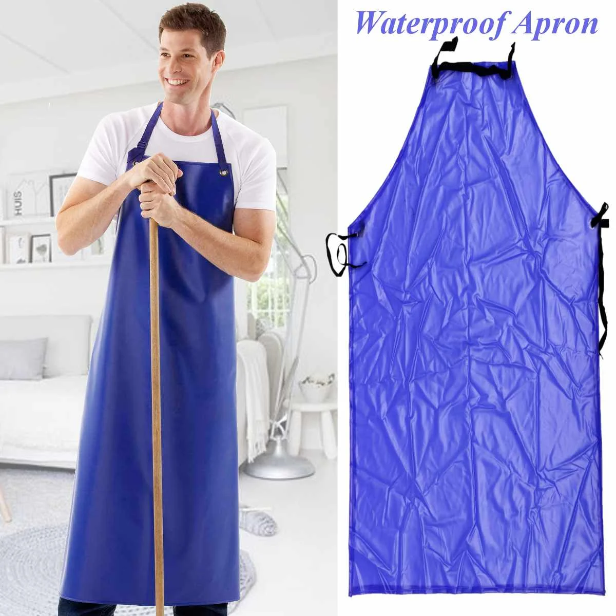

120x90cm Length Blue PVC Vinyl Apron Waterproof Heavy Durable Chef Butcher Fishing Aprons Profession Work Safety Clothing