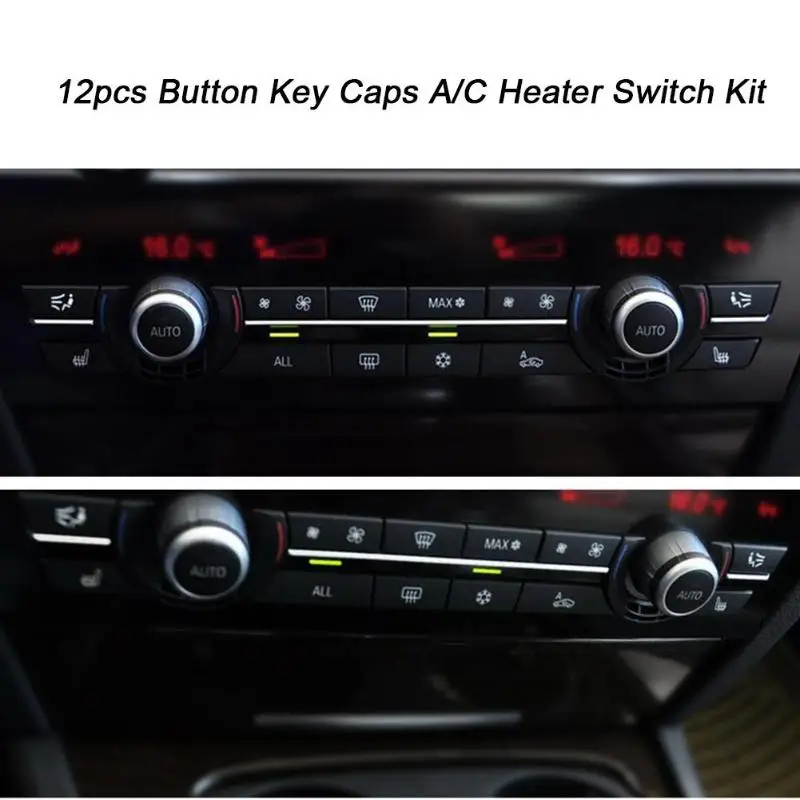 12 шт. Авто охлаждающий воздух кнопки Чехлы для клавиш A/C Нагреватель Переключатель Комплект автомобиль-Стайлинг для BMW F07 GT/F10/F11 F01/F02 525 730