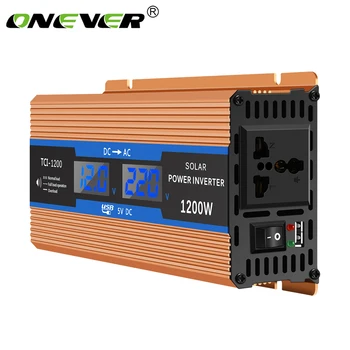 

Onever Car Inverter Converter 700W Pure Sine Wave Car Power 1200W Peak Power DC 12V To AC220V With LCD Display