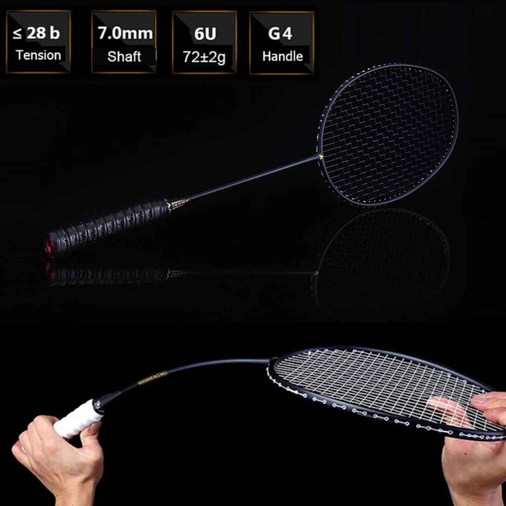 

Ultralight Badminton Racket 6U 72g For Sport Contest New Professional Carbon Free Grips And Wristband Badminton Racquet