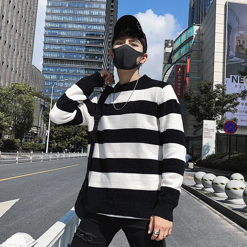 2018 Winter New Casual Stripe Male Round Neck Long Sleeve Sweater dress pullover men Knitting Upper Garment