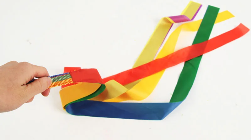 

12Pcs Colorful Hand Held Dance Rainbow Ribbon for Children 2016 (Random Color ) Sale WXV Sale