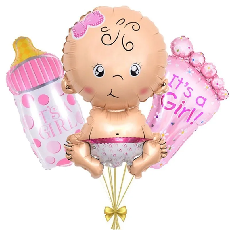 

3pcs/lot Angel Pacifier Baby Foil Boy Girl Bottle Balloon Baby Shower Birthday Party Decoration Pink Blue Aluminum Balloon