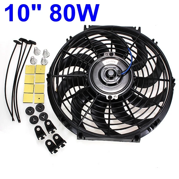 

1set Universal 10inch 12V 80W Car Auto Slim Reversible Electric Radiator Cooling Fan Push Pull Engine Fan with Mounting Kits