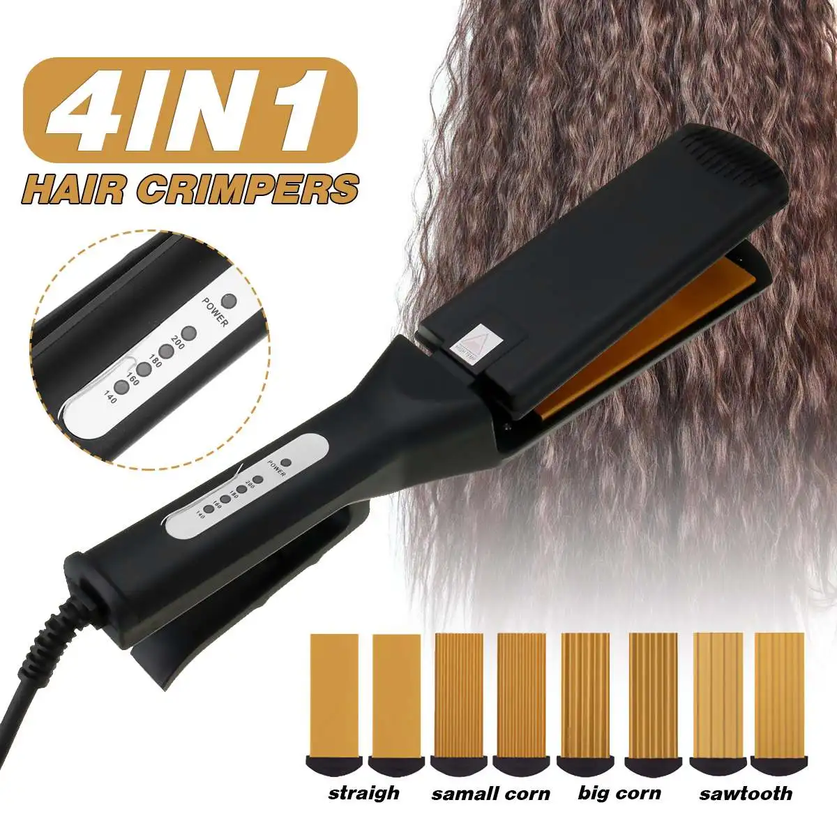 

Professional 4 in 1 Hair Salon Ceramic Curling Styler Wave Straightener Curler Corn Wave Interchangeable Curling Irons