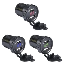 12V/24V Dual Port Car USB Charger 4.2A Power Outlet For Ipad Iphone Car Boat Mobile Phones Led Voltage Meter For Car Motorcycle(China)