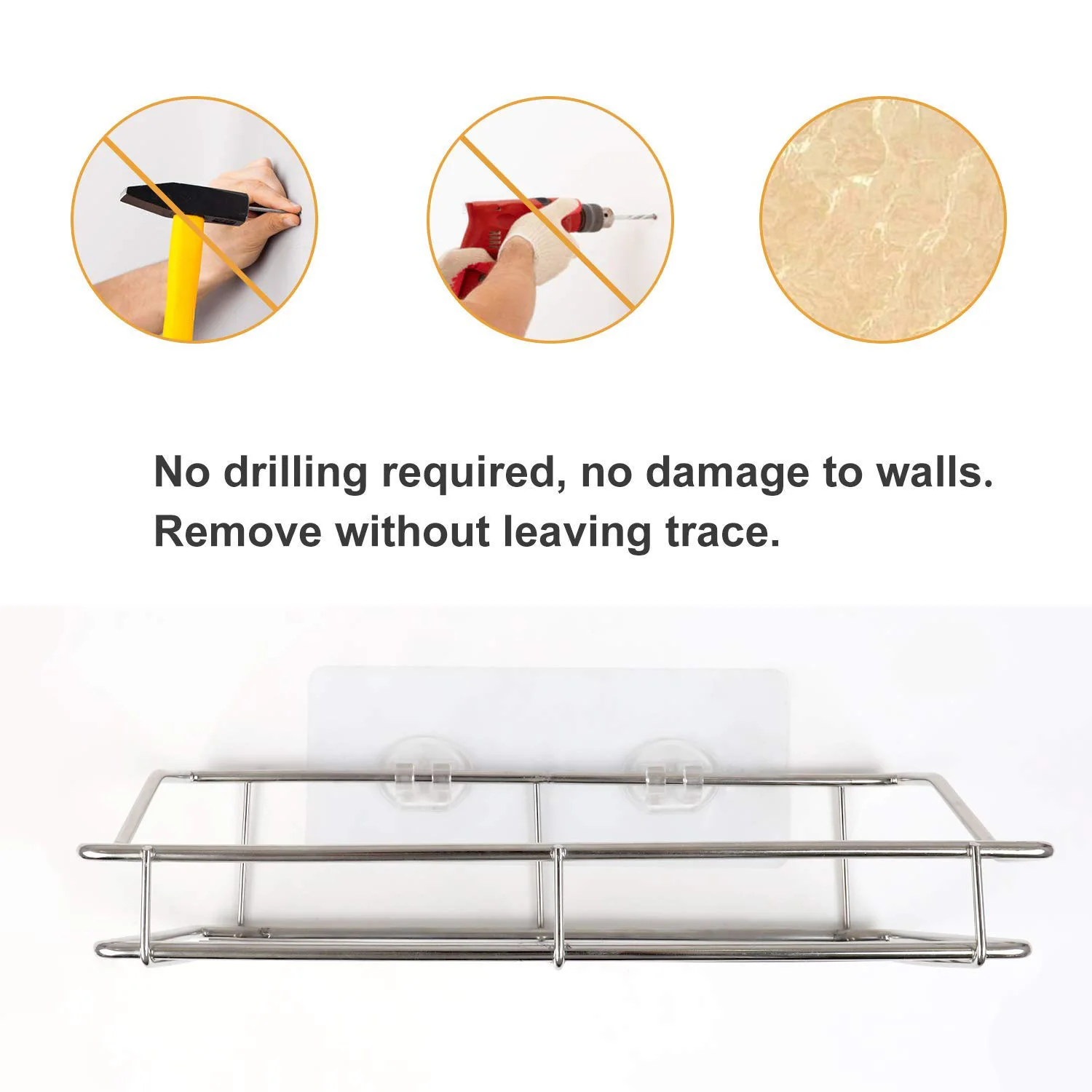 الحمام الجرف ، جدار الخيالة دش العلبة Traceless لاصق ، لا الحفر تخزين منظم رف الفولاذ المقاوم للصدأ مطبخ ، حمام