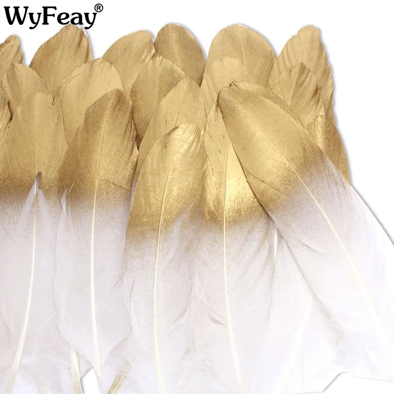 Wholesale Gold Dipped Natural White Feathers for Various Crafts DIY