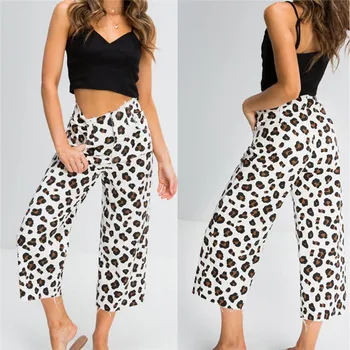 

Women Causal Summer Autumn Leopard Print Baggy Boho Pants Elastic Pants Loose Trousers Wide Leg Long Harem Pants Newest 2019