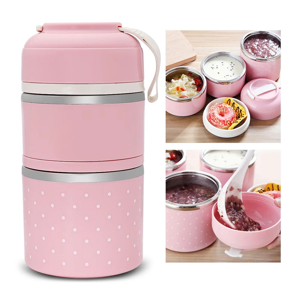 Colorful Thermal Lunch Box Stainless Steel Food Storage Container Cute