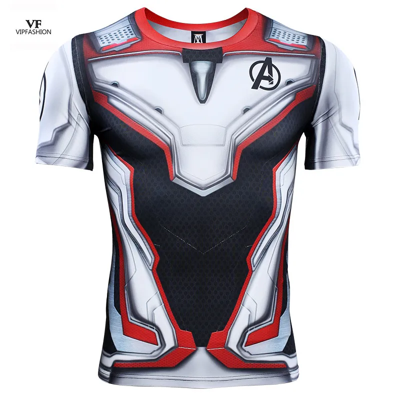 

VIP FASHION Avengers Endgame Quantum Realm 3D Printed T shirts Compression Shirt Iron Man Cosplay Costume Short Sleeve Top