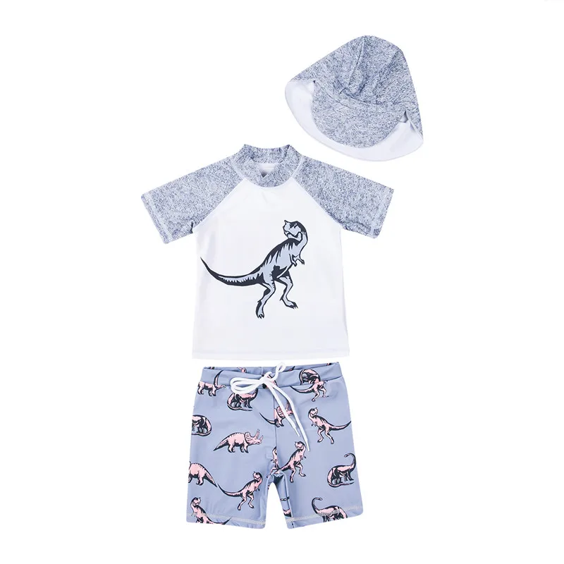 

GLANE Kids Baby Boys Swimwear 3PCS sets Swimsuit Swim Costume T shirts Shorts Hat Beachwear Bathing Suit