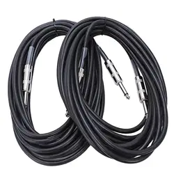 20 футов гитарный инструмент кабели-1/4 дюймов TS до 1/4 дюймов TS черный резиновый кабели-20 футов PRO гитарный шнур-2 упак