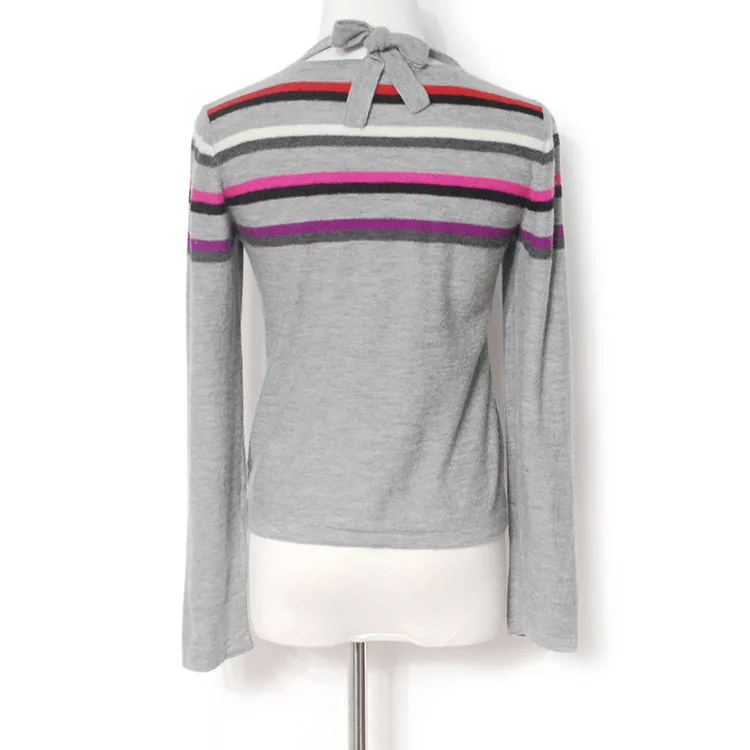 Yuninyoyo autumn winter Worsted spinning 100% Cashmere cardigan Single breasted with stripe Long sleeves woman cardigan Yuninyoyo autumn winter Worsted spinning 100% Cashmere cardigan Single breasted with stripe Long sleeves woman cardigan