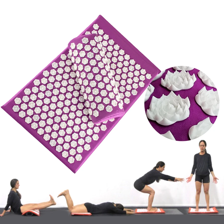 Lotus Spike Body Massager Cushion Acupuncture Set Relieve Stress Back Pain Yoga Mat/Pillow shiatsu Massage Mat Health Care relax