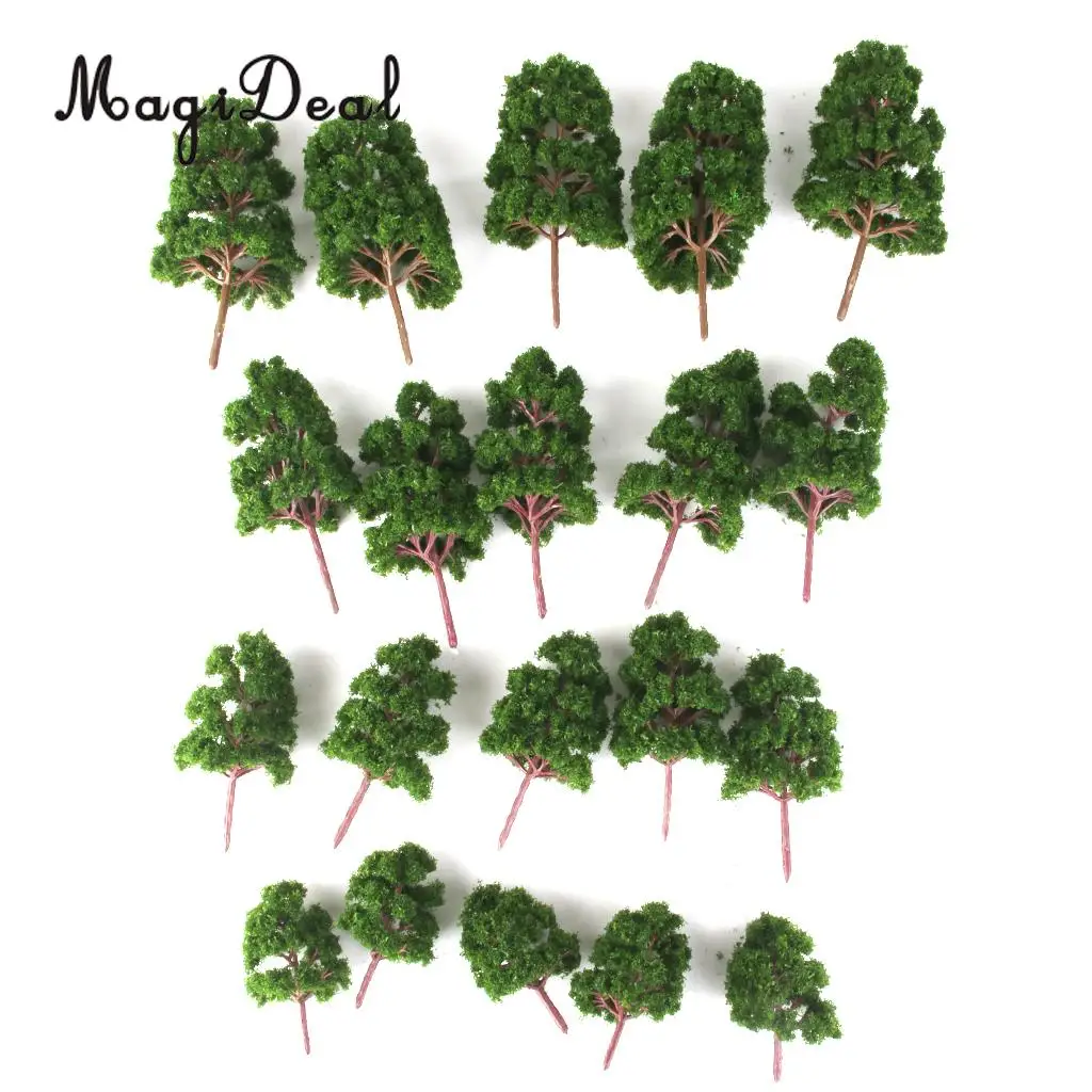 20Pcs Mix Size Model Trees Deep Green for N HO Scale Railroad Village Architecture Layout Diorama Scenery