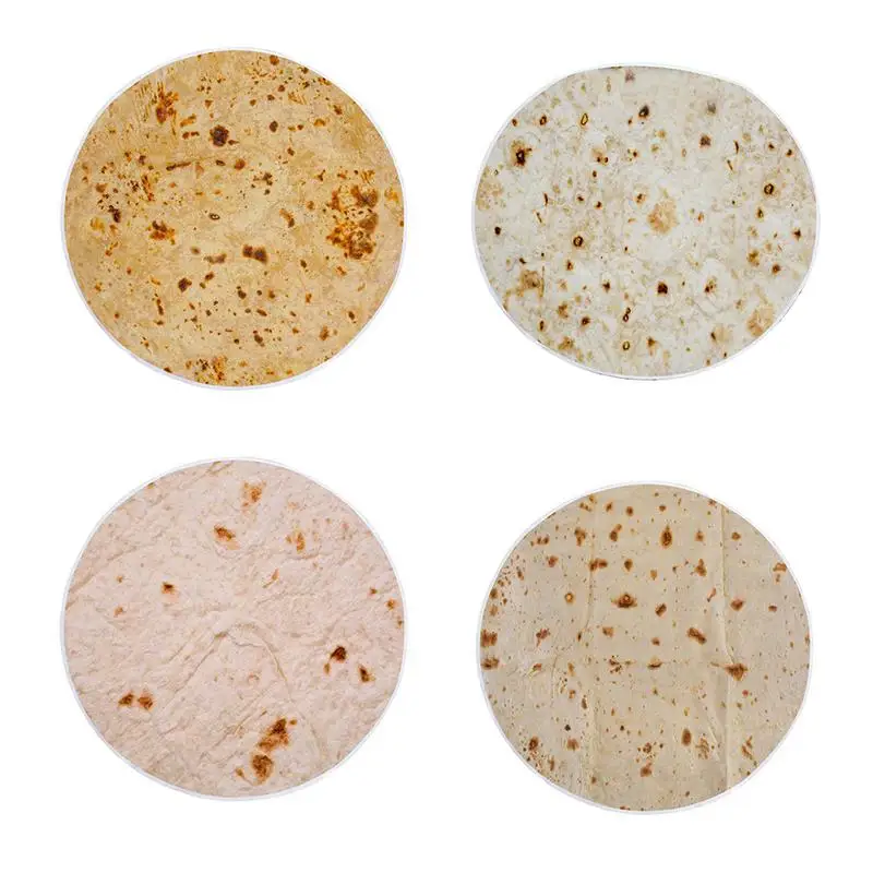 

Tortilla Shape Bath Towel Round Beach Towel Seaside Cloak Personality Mexican Chicken Roll Strong Water Absorption