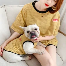 Модная летняя новая одежда для домашних животных для мамы и ребенка, одежда для кошек, одежда для йоркширского терьера для бульдогов, хлопковая одежда для собак для маленьких собак, 2 шт./компл./комплект