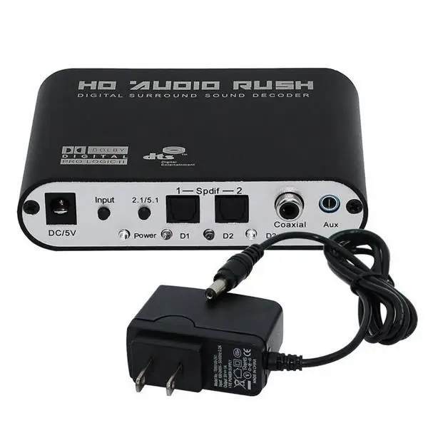  LEORY Digitale ad Analogico Convertitore AC3 Ottico per Stereo Surround HD 5.1 Audio Decoder 2 SPDI