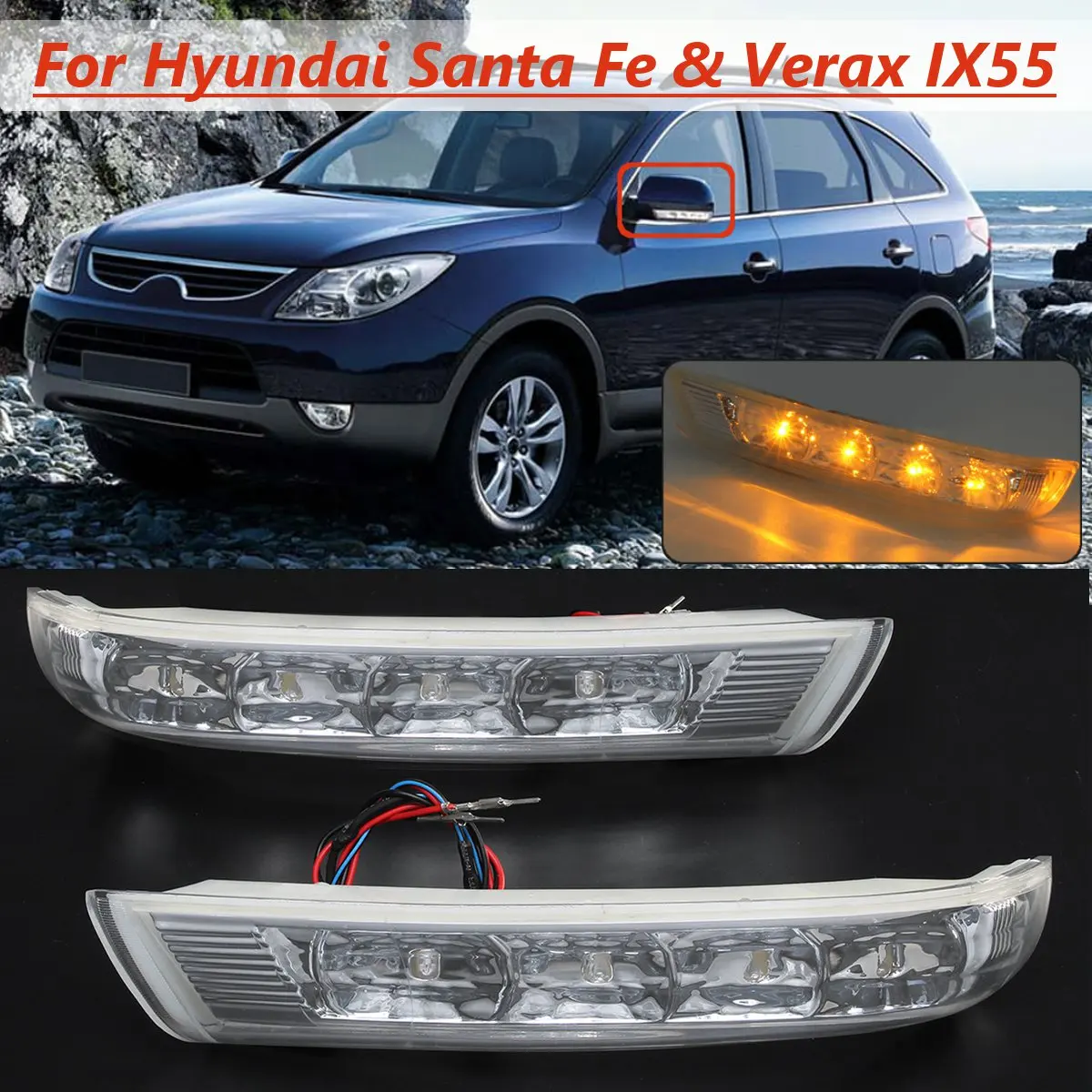 

For Verax IX55 20072008 2009-2012 Side Rearview Mirror LED Turn Signal Light Indicator Lamp For Hyundai Santa Fe 2010 2011 2012