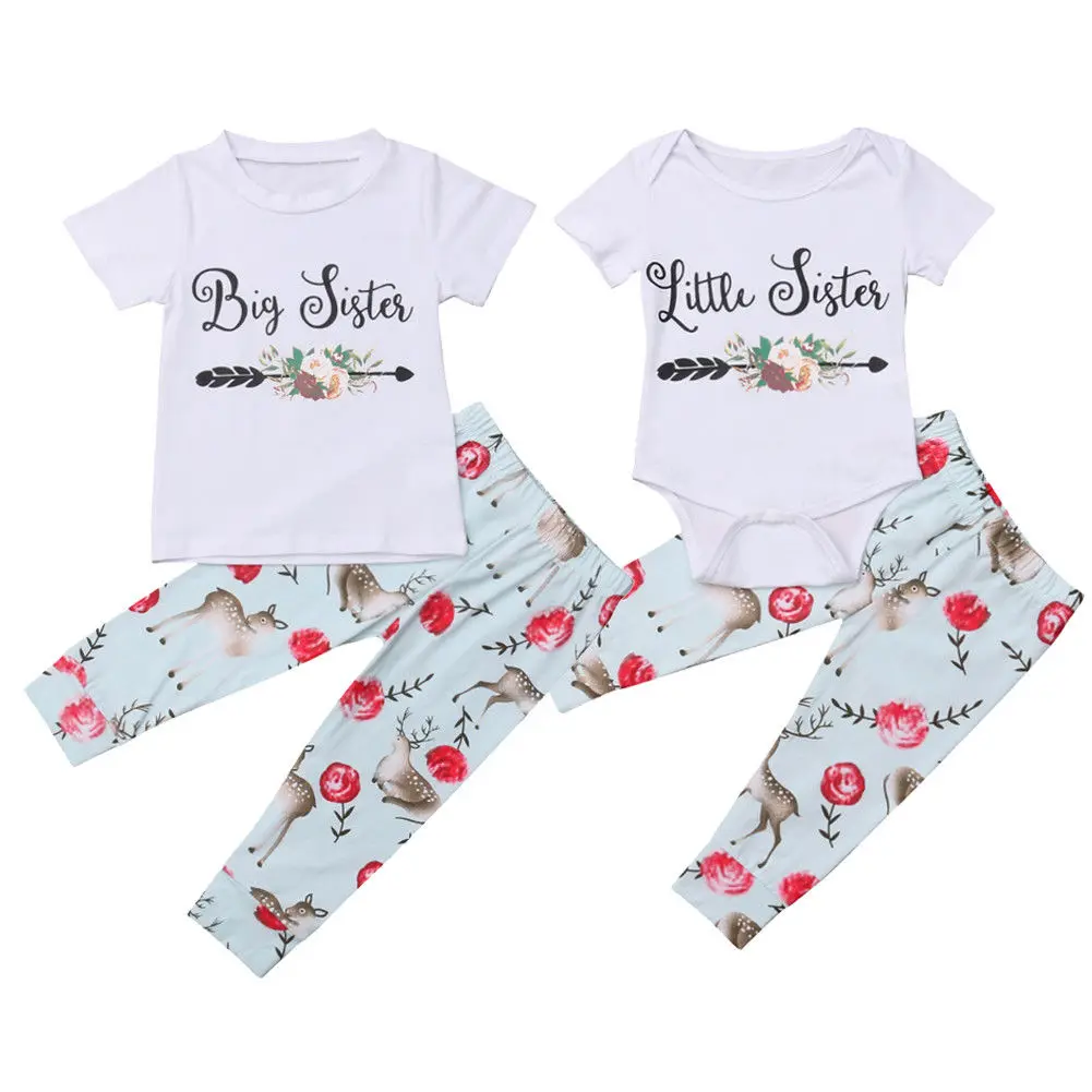 

Pudcoco Baby Girl Clothes 2019 For Twins Sisters Family Matching Clothes 0-6T New Born And Kids Girl 2 Piece Set Rompers Set