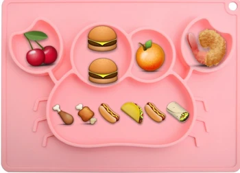 

Silicone Baby Tableware Crab Children Cute Rack Tray Container Placemat Cartoon Tableware Food Baby Feeding 2 Colors Durable