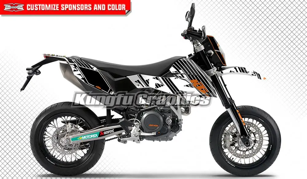 

KUNGFU GRAPHICS Dirt Bike Stickers Custom Motorcycle Decals Kit Waterproof Vehicle Wraps for KTM 690 SMC 2008 2009 2010 2011